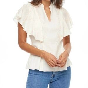 NWT Anna Cate Cream Ruffle Sleeve Top Size Medium